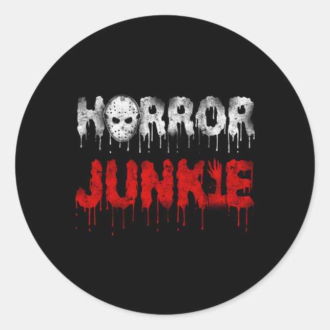 Sticker Rond Scandale Film d'horreur Hockey Junkie (Devant)