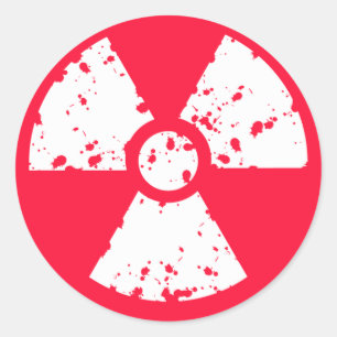 Sticker Rond Scarlet Red Toxic symbole radioactif
