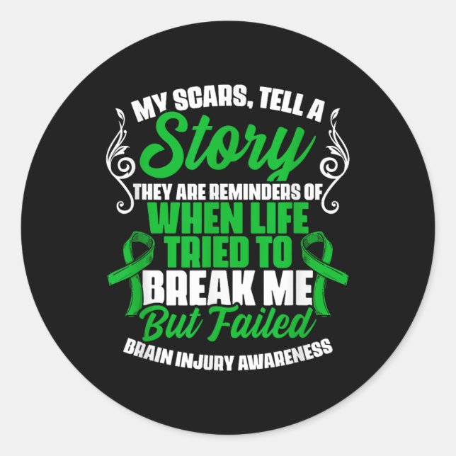 Sticker Rond Scars Raconter l'histoire Traumatisme Brain Brain  (Devant)