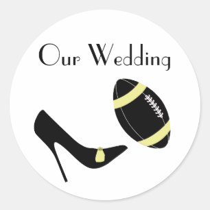 Sticker Rond Sceau à enveloppe à thème de football jaune et noi