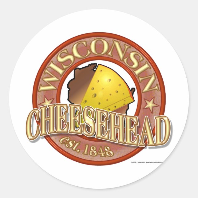 Sticker Rond Sceau à tête de fromage du Wisconsin (Devant)