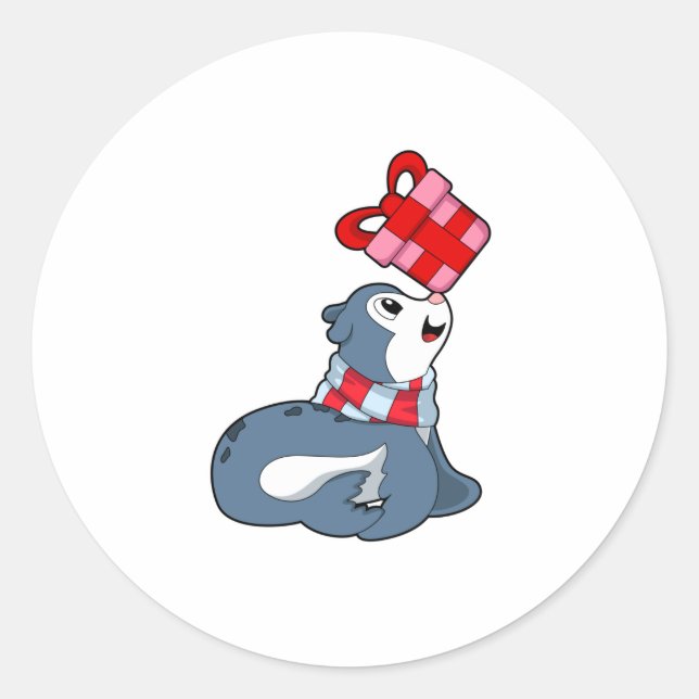 Sticker Rond Sceau avec cadeau (Devant)