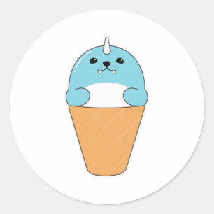 Sticker Rond Sceau avec cône de crème glacée