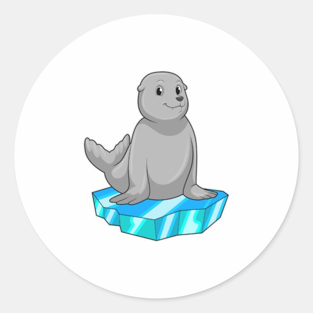 Sticker Rond Sceau avec flocons de glace (Devant)