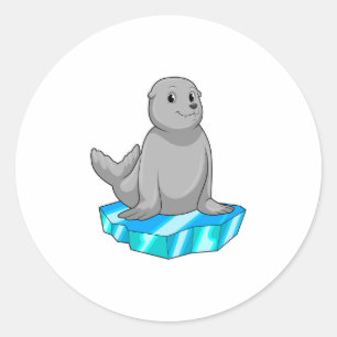 Sticker Rond Sceau avec flocons de glace