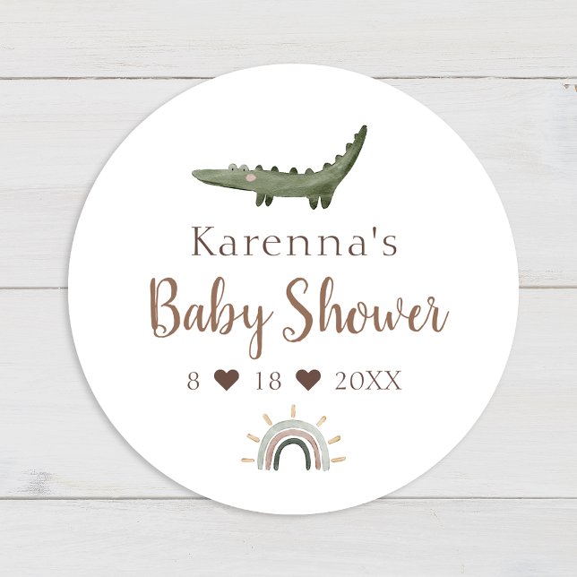 Sticker Rond Sceau Baby shower d'enveloppe Boho Safari Aquarell (Créateur téléchargé)