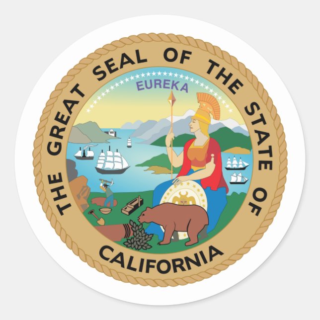 Sticker Rond Sceau californien, Californie (Devant)