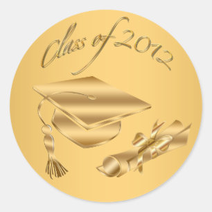 Sticker Rond Sceau Casquette et diplôme Gold 2012