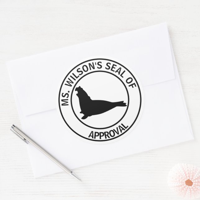 Sticker Rond Sceau d'approbation éléphant de l'enseignant (Enveloppe)