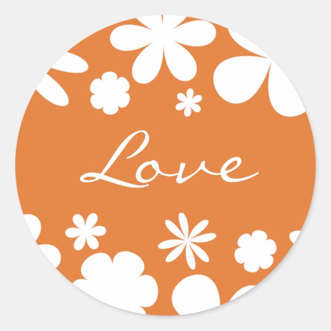 Sticker Rond Sceau d'autocollant Love Flower Power (Devant)