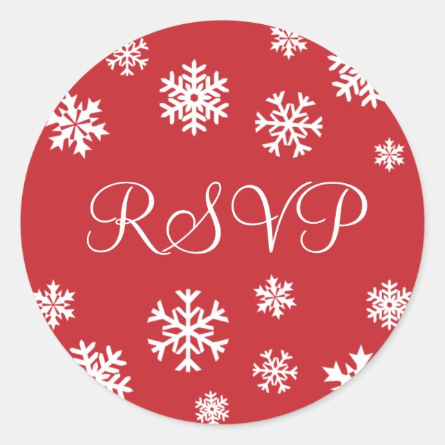 Sticker Rond Sceau d'autocollant RSVP Snowflakes (Devant)