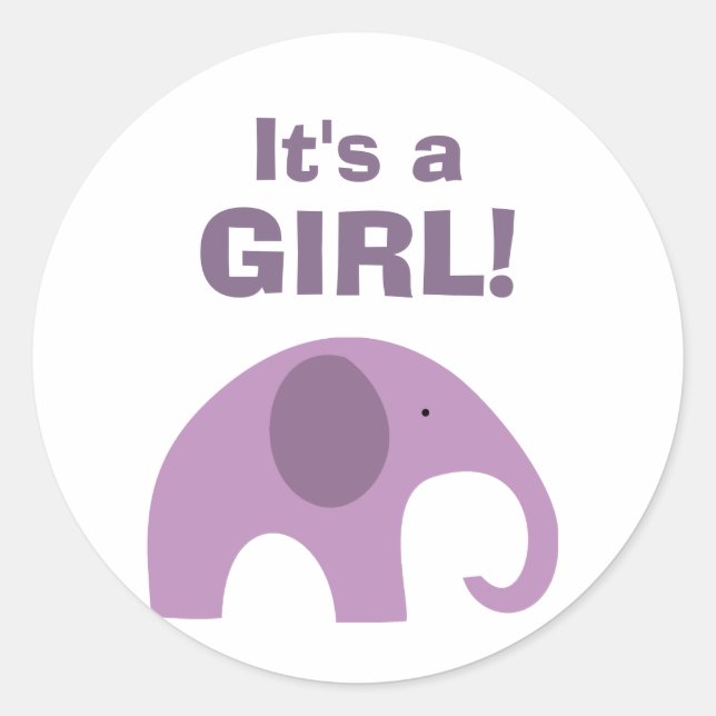 Sticker Rond Sceau de Baby shower d'éléphant violet foncé (Devant)