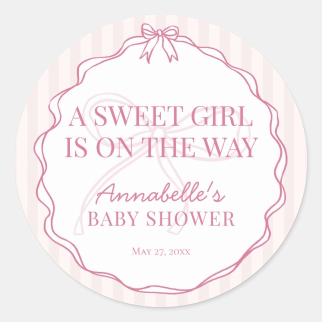 Sticker Rond Sceau de cachet d'invitation de Baby Shower pastel (Devant)