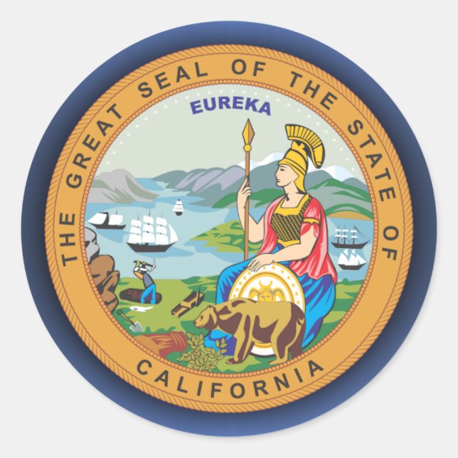 Sticker Rond Sceau de Californie (Devant)