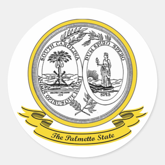 Sticker Rond Sceau de Caroline du Sud (Devant)