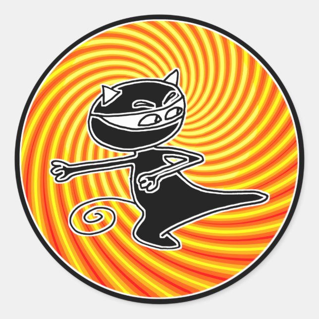 Sticker Rond Sceau de chat Ninja (Devant)