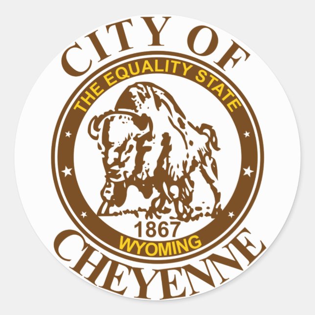 Sticker Rond Sceau de Cheyenne, Wyoming (Devant)