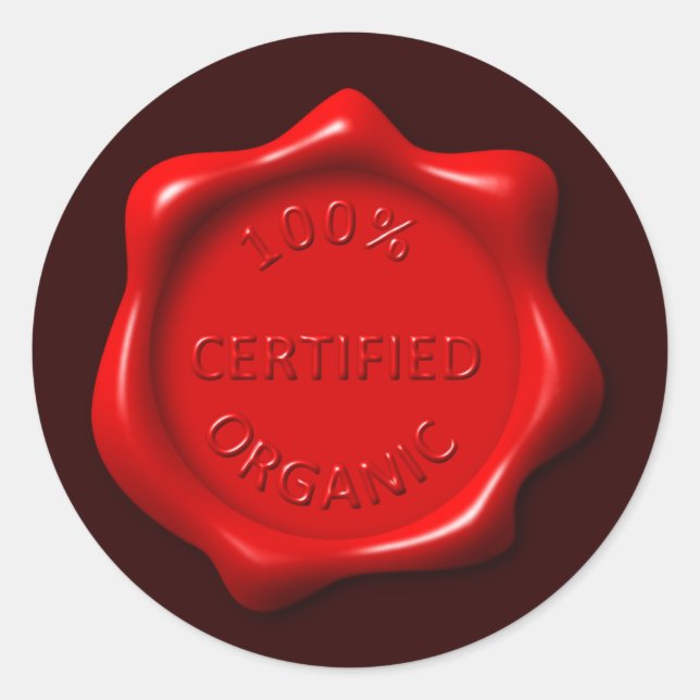 Sticker Rond Sceau de cire biologique certifié à 100 % Brown ro (Devant)