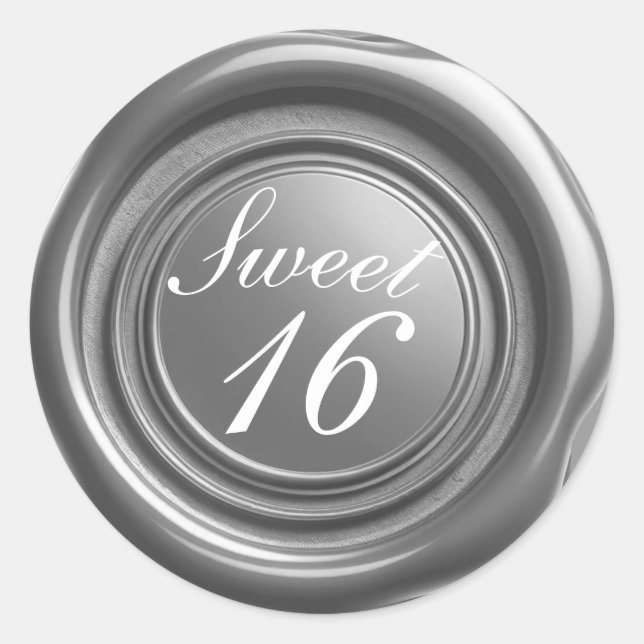 Sticker Rond Sceau de cire de bougie argentée pour mariage doux (Devant)