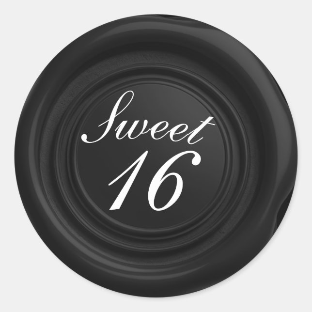 Sticker Rond Sceau de cire de bougie noire goutte élégante mari (Devant)