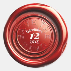 Sticker Rond Sceau de cire de bougie rouge Effacer "ENREGISTRER
