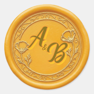 Sticker Rond Sceau de cire de mariage au pavot