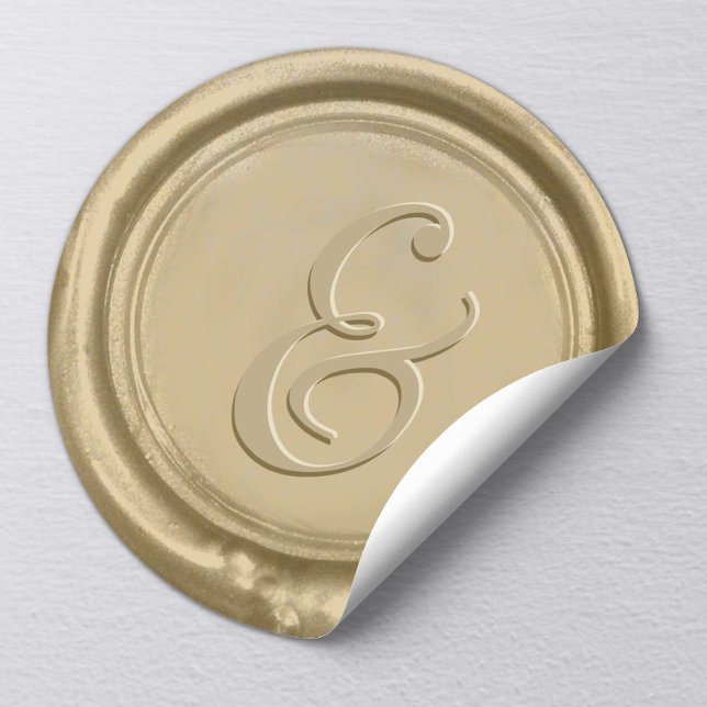 Sticker Rond Sceau de cire de Mariage d'or moderne (Créateur téléchargé)
