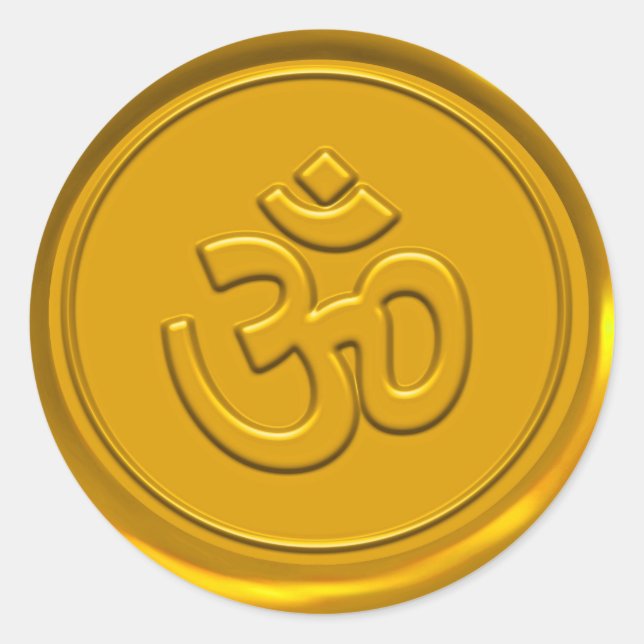 Sticker Rond Sceau de cire d'or Om (Devant)