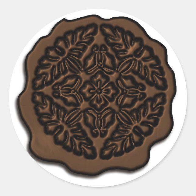 Sticker Rond Sceau de cire Faux, Brown (Devant)