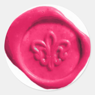 Sticker Rond Sceau de cire Faux en rose