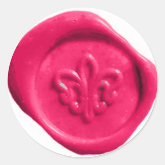 Sticker Rond Sceau de cire Faux en rose