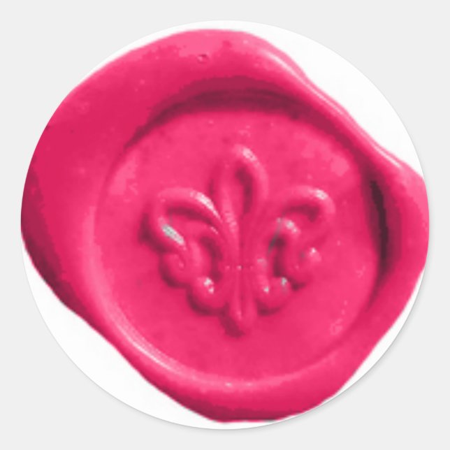 Sticker Rond Sceau de cire Faux en rose (Devant)