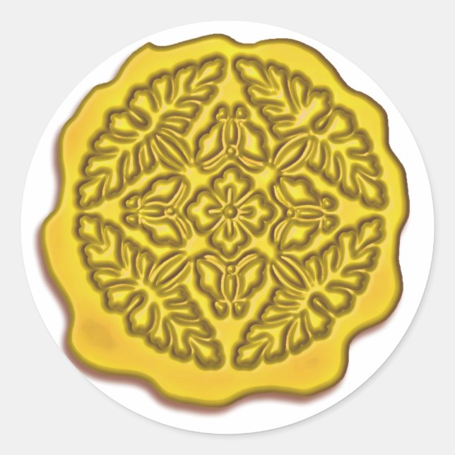 Sticker Rond Sceau de cire Faux, Jaune (Devant)