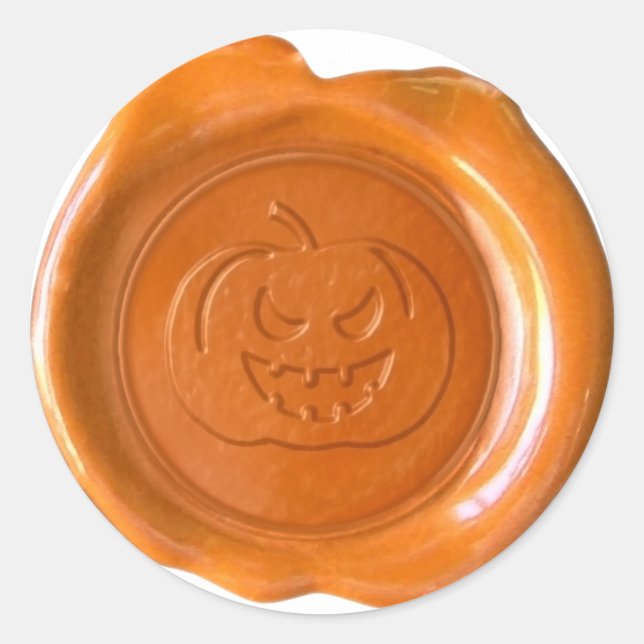 Sticker Rond Sceau de cire Faux - Orange - JACK-O-LANTERN 01 (Devant)