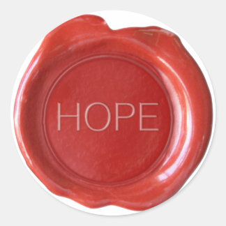 STICKER ROND SCEAU DE CIRE FAUX - ROUGE - ESPOIR