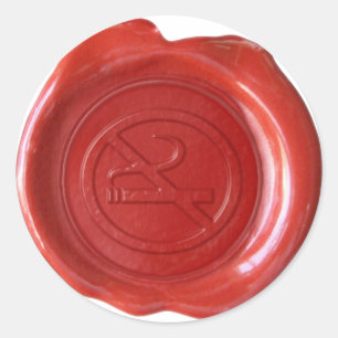 Sticker Rond Sceau de cire Faux - Rouge Non-Fumage Signal -