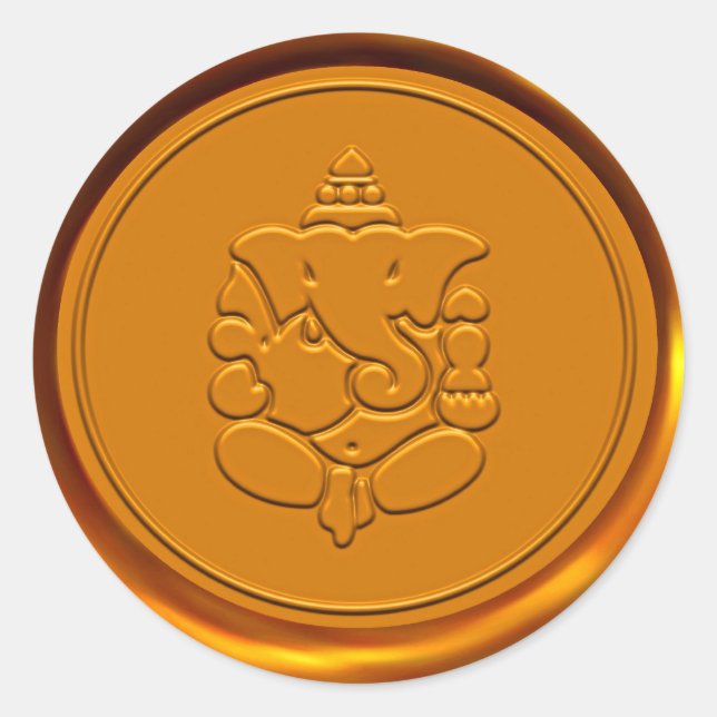 Sticker Rond Sceau de cire Golden Ganesha (Devant)