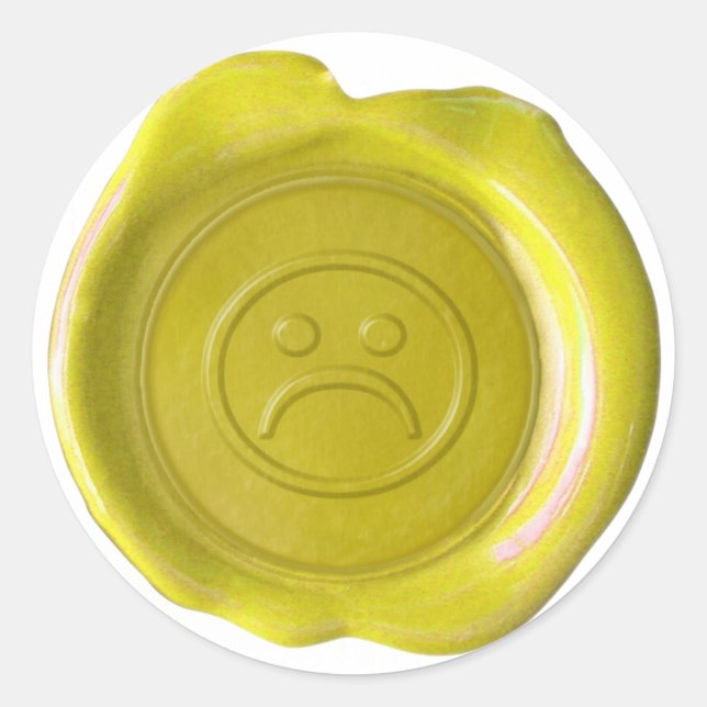 Sticker Rond Sceau de cire - Jaune - Triste Face - (Devant)