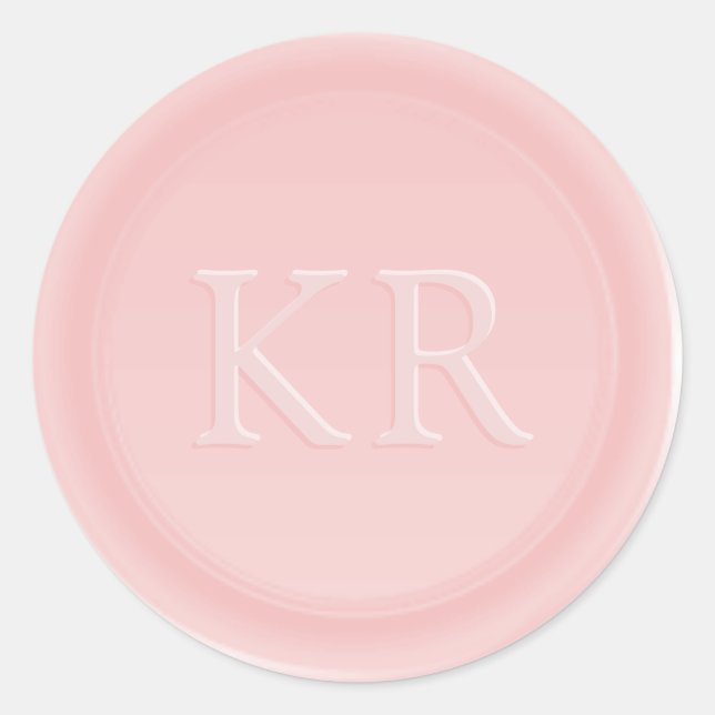 Sticker Rond Sceau de cire monogramme rose (Devant)