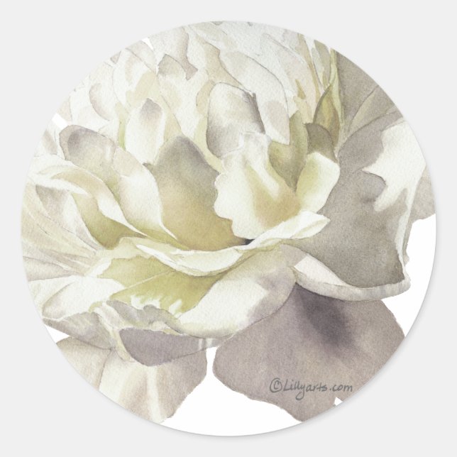 Sticker Rond Sceau de Faire-part de mariage White Peony (Devant)