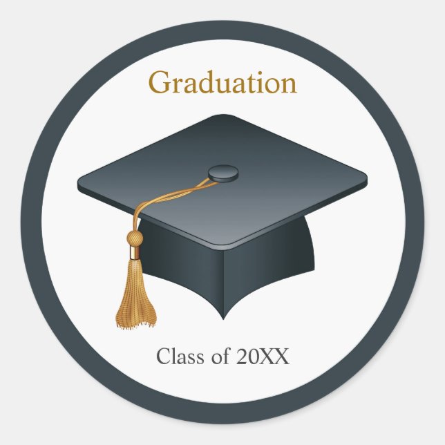 Sticker Rond Sceau de graduation casquette de mortier (Devant)