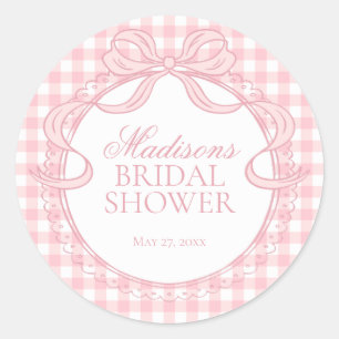 Sticker Rond Sceau de la douche de mariage à nœud papillon Coqu