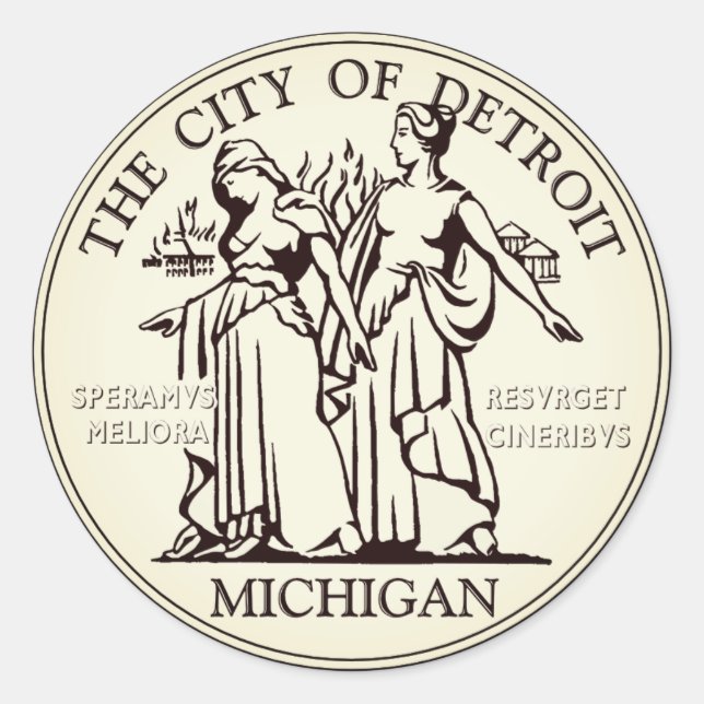 Sticker Rond Sceau de la ville de Detroit (Devant)