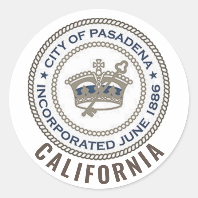 Sticker Rond Sceau de la ville de Pasadena, Californie (Devant)