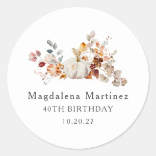Sticker Rond Sceau de l'enveloppe de fleurs d'automne du 40e an