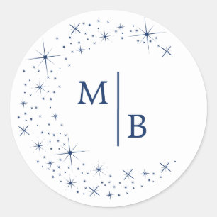 Sticker Rond Sceau de l'enveloppe de mariage blanc élégant céle