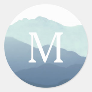 Sticker Rond Sceau de l'enveloppe du monogramme de montagne