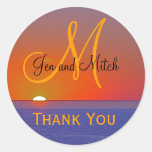 Sticker Rond Sceau de l'enveloppe du paradis tropical Mariage M