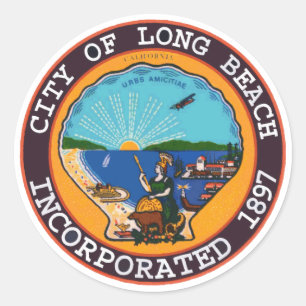 Sticker Rond Sceau de Long Beach, Californie