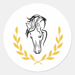 Sticker Rond Sceau de mariage à crête de cheval - Dessin de lau